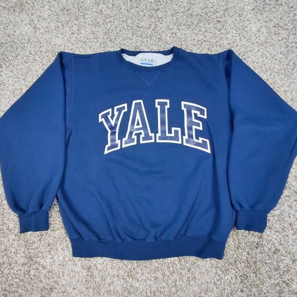Vintage 90s Yale University Crewneck Sweatshirt Men’s Medium Navy Blue College